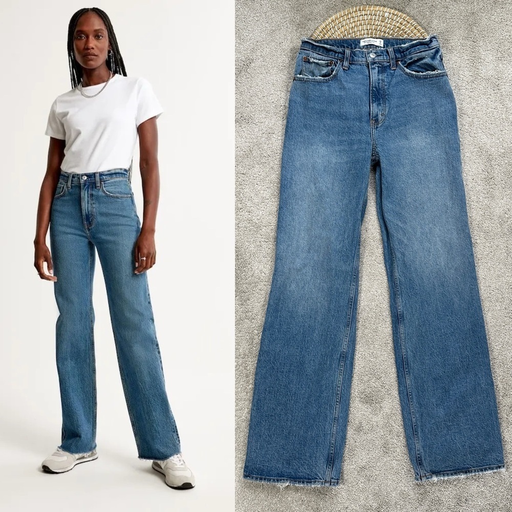 Abercrombie & Fitch Women’s The 90s Relaxed Jean High Rise in Medium Wash 28/6L